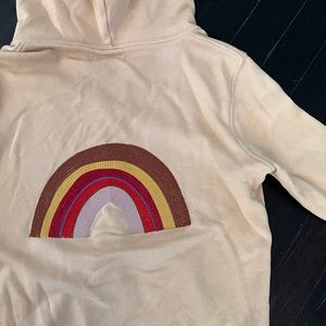 Mile(s) By Madewell Peach Embroidered Rainbow Hoodie Sweatshirt